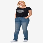 Mid-Rise Straight Stretch Jeans image number null