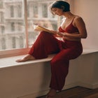 The Drawstring Pant - Modal Silk Rib image number null