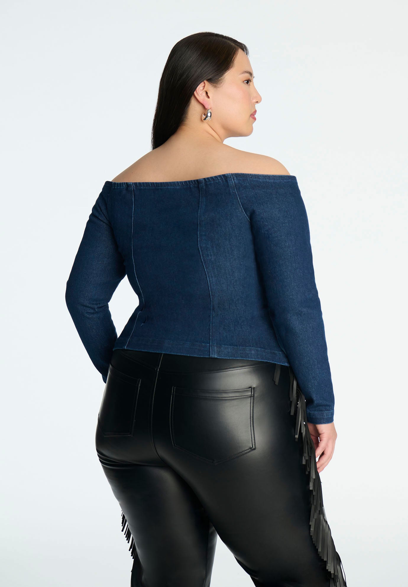 Comfort Stretch Denim Square Neck Top image number 1