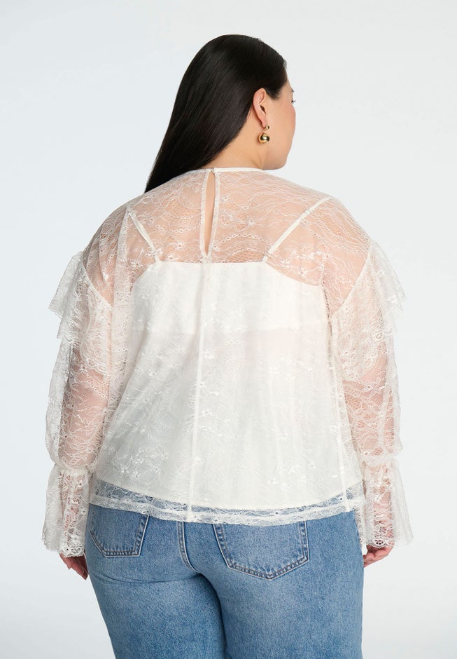 Lace Flared Sleeve Blouse image number null