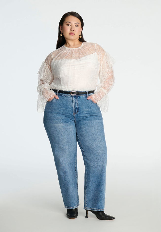 Lace Flared Sleeve Blouse image number null