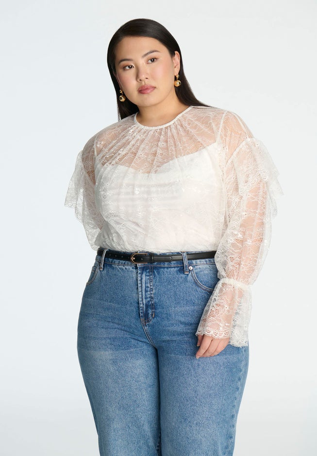 Lace Flared Sleeve Blouse image number null