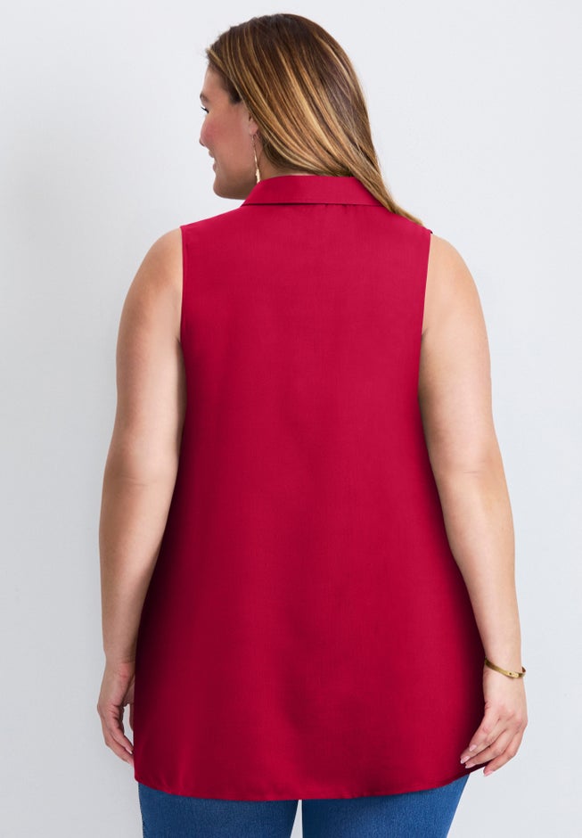 Zip Neck Hi-Low Shirt image number 1