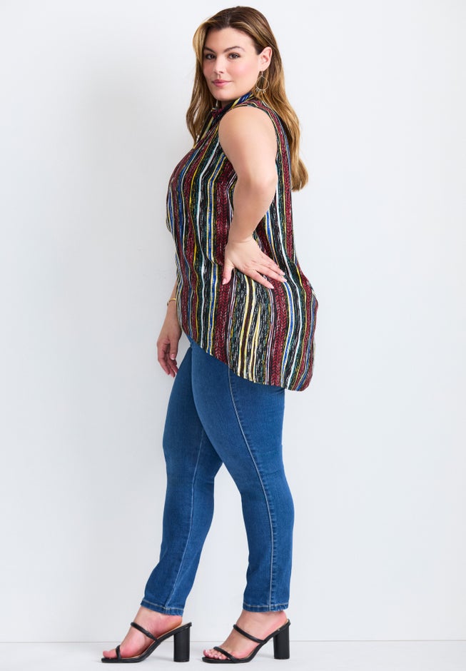 Zip Neck Hi-Low Shirt image number 2