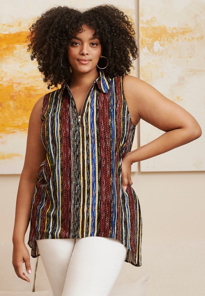 Zip Neck Hi-Low Shirt image number 5