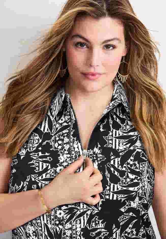 Zip Neck Hi-Low Shirt image number 3