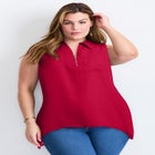 Zip Neck Hi-Low Shirt image number null