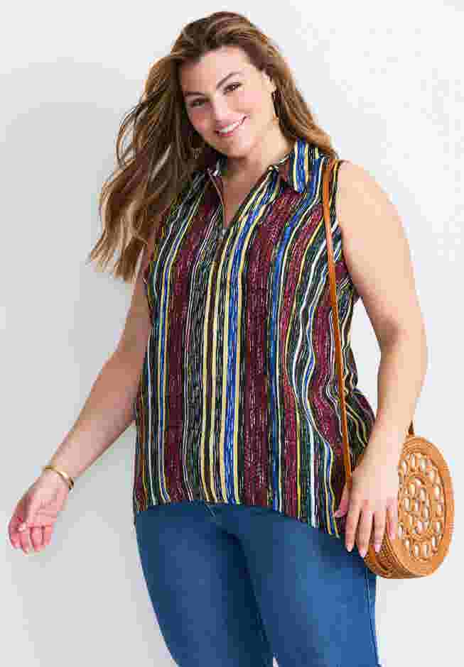 Zip Neck Hi-Low Shirt image number 0