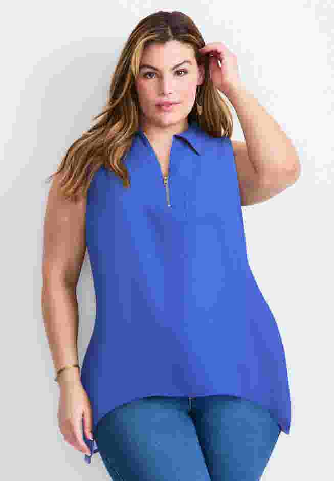 Zip Neck Hi-Low Shirt image number 0
