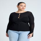 Button Detail Boatneck Sweater image number null