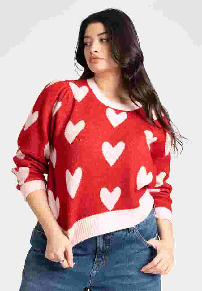  Heart Intarsia Cropped Sweater image number 1