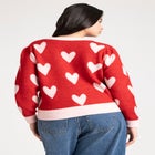  Heart Intarsia Cropped Sweater image number null