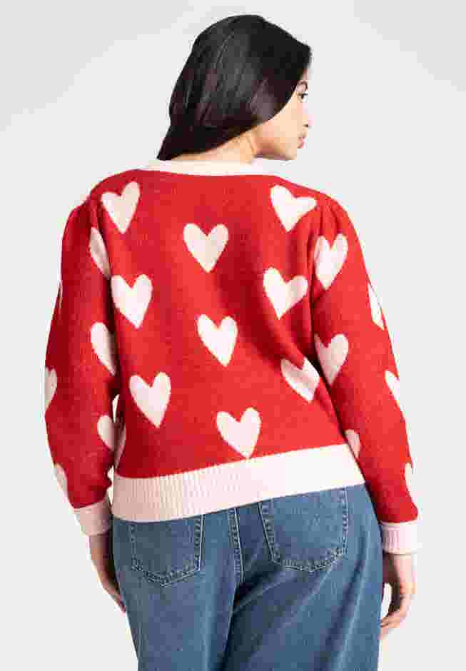  Heart Intarsia Cropped Sweater image number 2