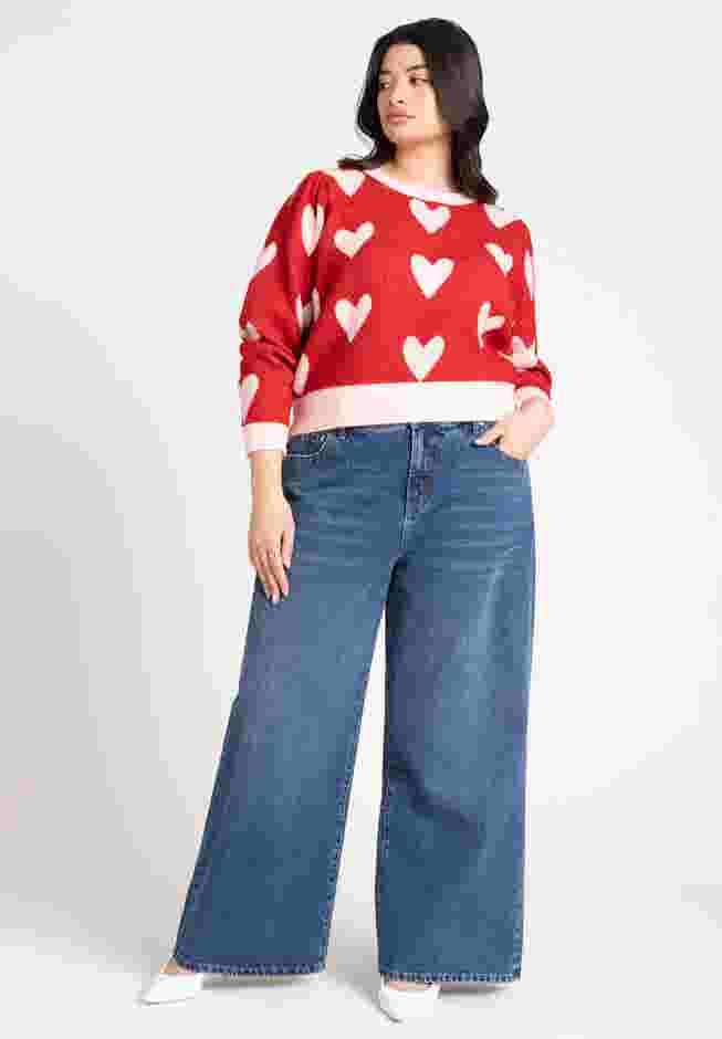  Heart Intarsia Cropped Sweater image number 3