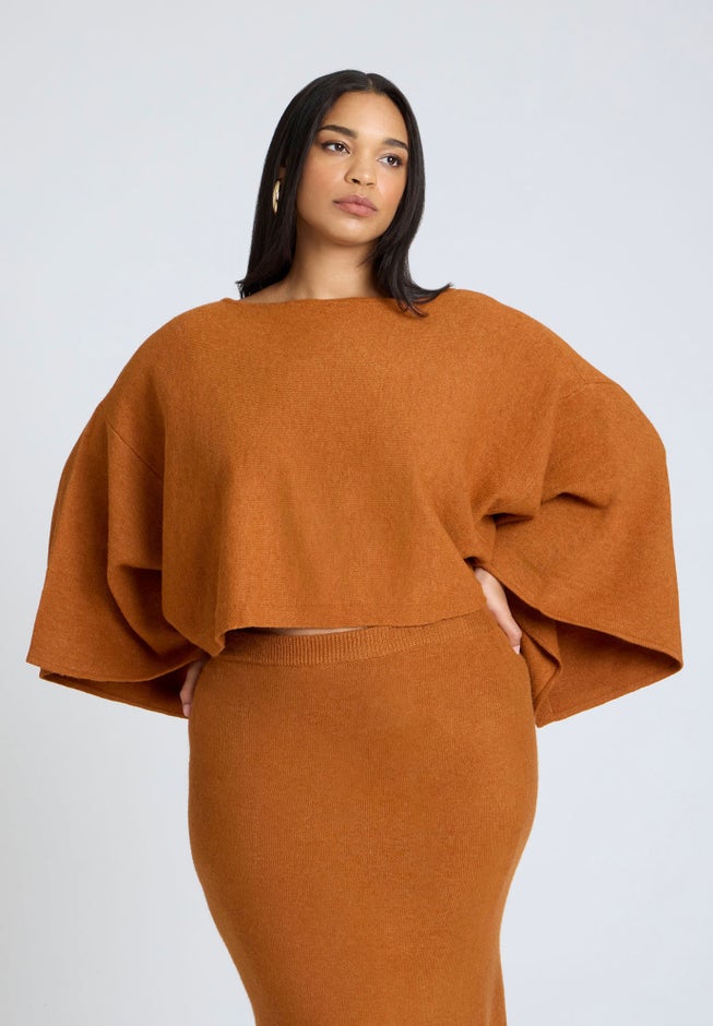 Draped Cropped Sweater image number null