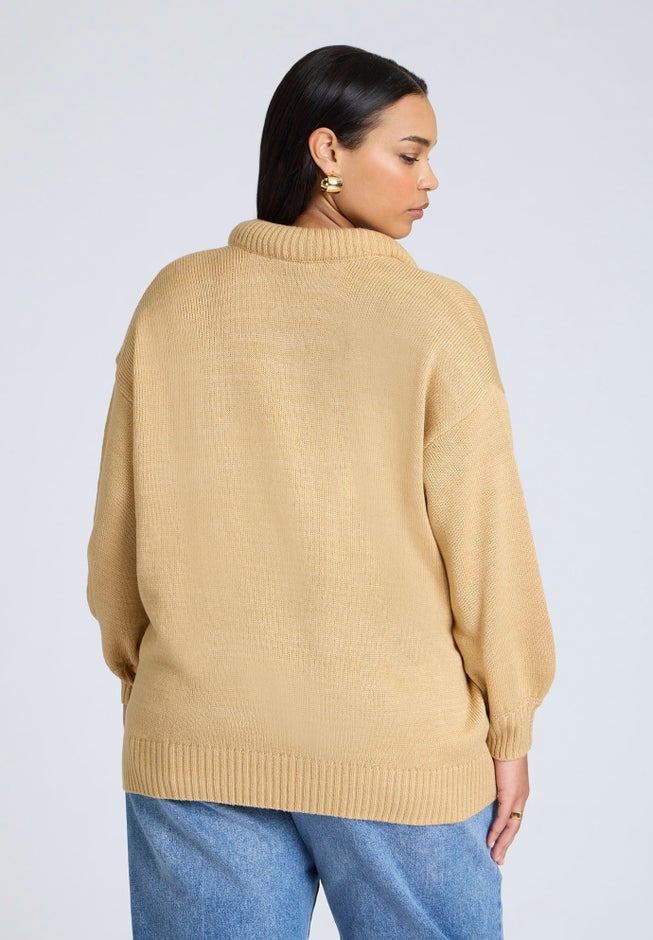 Round Neckline Slouchy Sweater image number 1