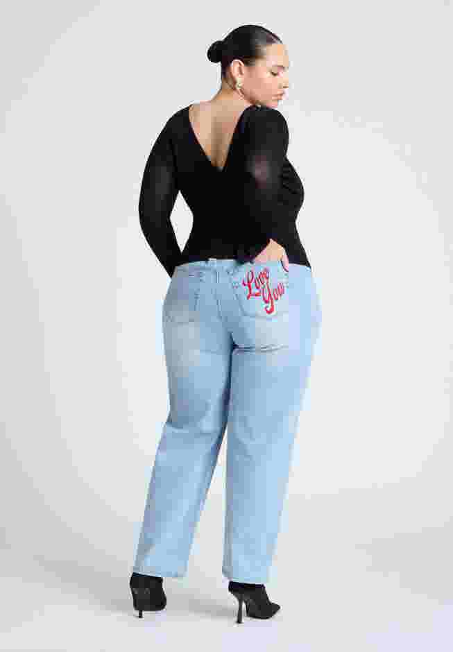 Embroidered Naomi Straight Leg Jean image number 1