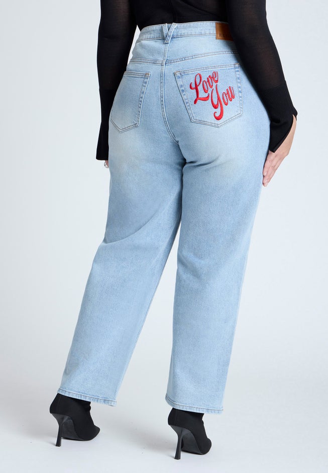 Embroidered Naomi Straight Leg Jean image number 4