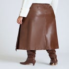 Double Belt Wrap Faux Leather Skirt image number null