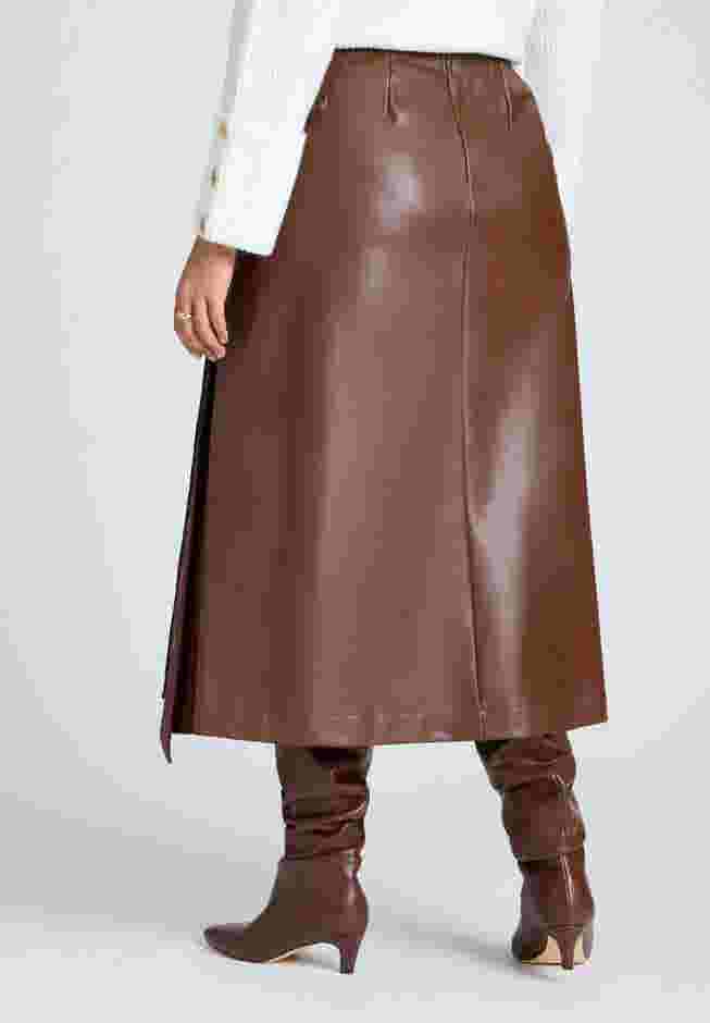 Double Belt Wrap Faux Leather Skirt image number 2