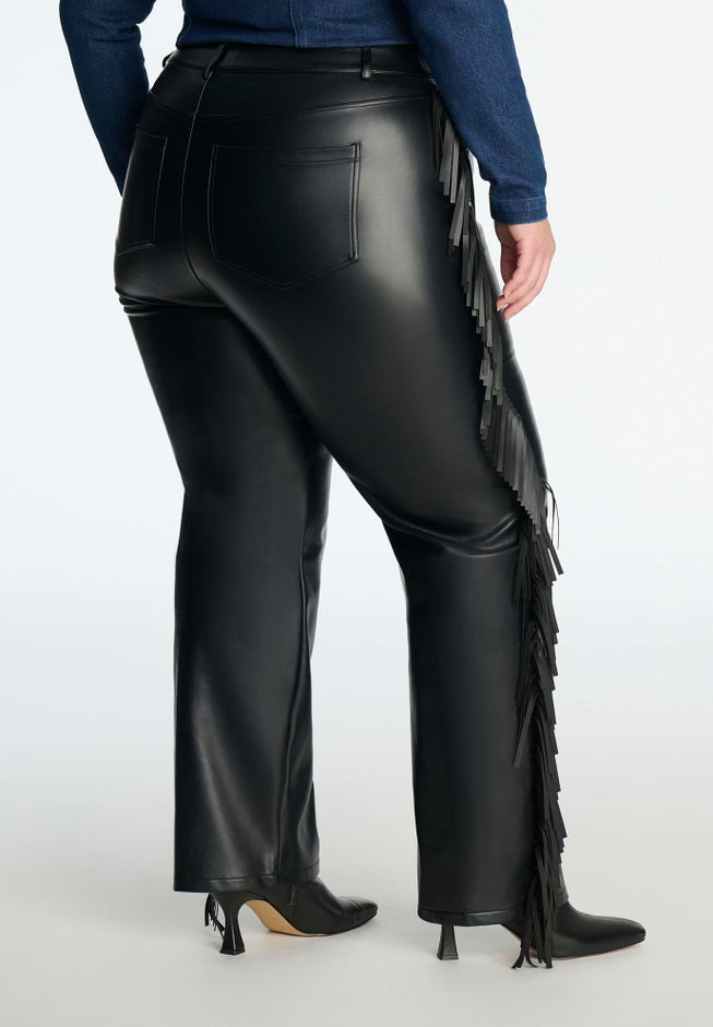 Faux Leather Pant With Fringe image number 2