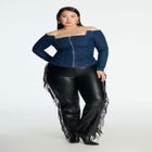 Faux Leather Pant With Fringe image number null