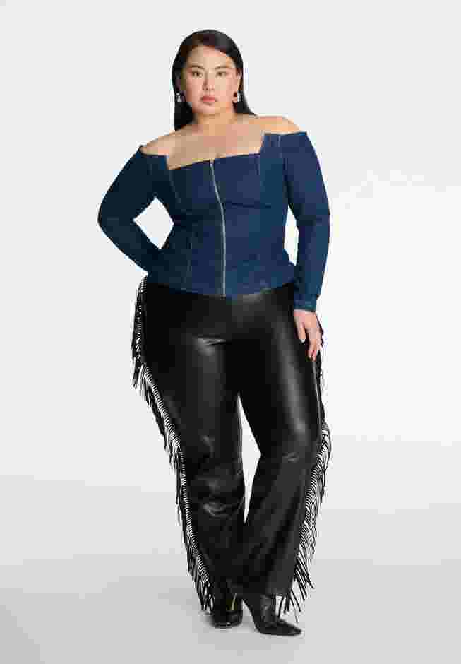 Faux Leather Pant With Fringe image number 0