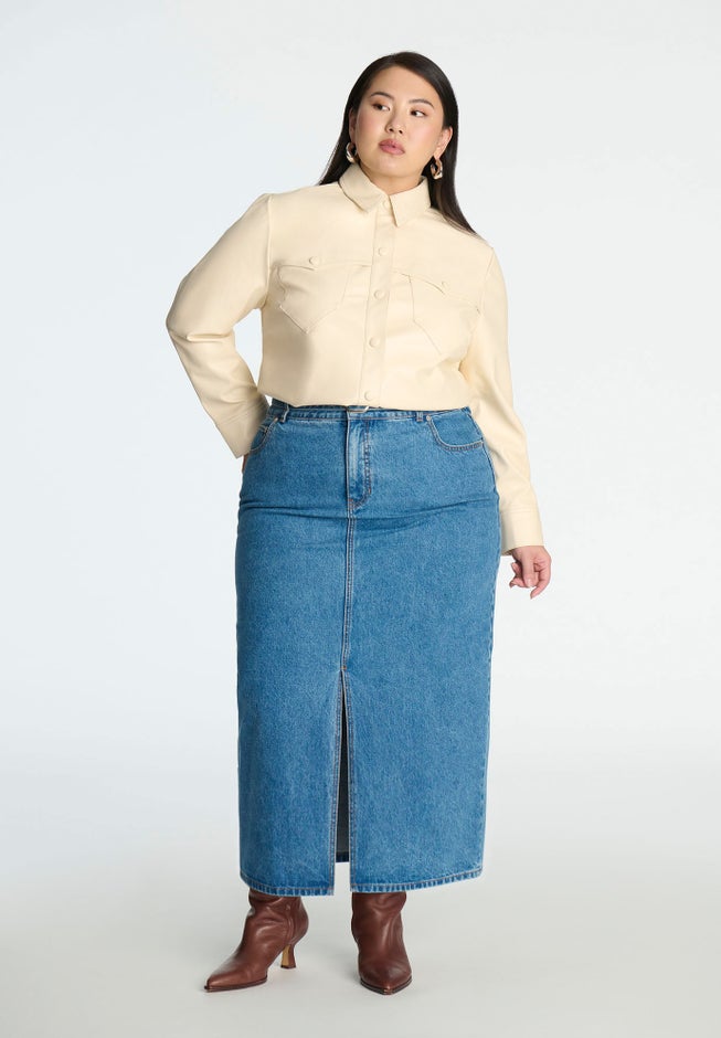 Faux Leather Shacket image number 2