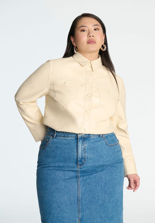 Faux Leather Shacket image number 0
