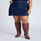 Laced Denim Mini Skirt image number null