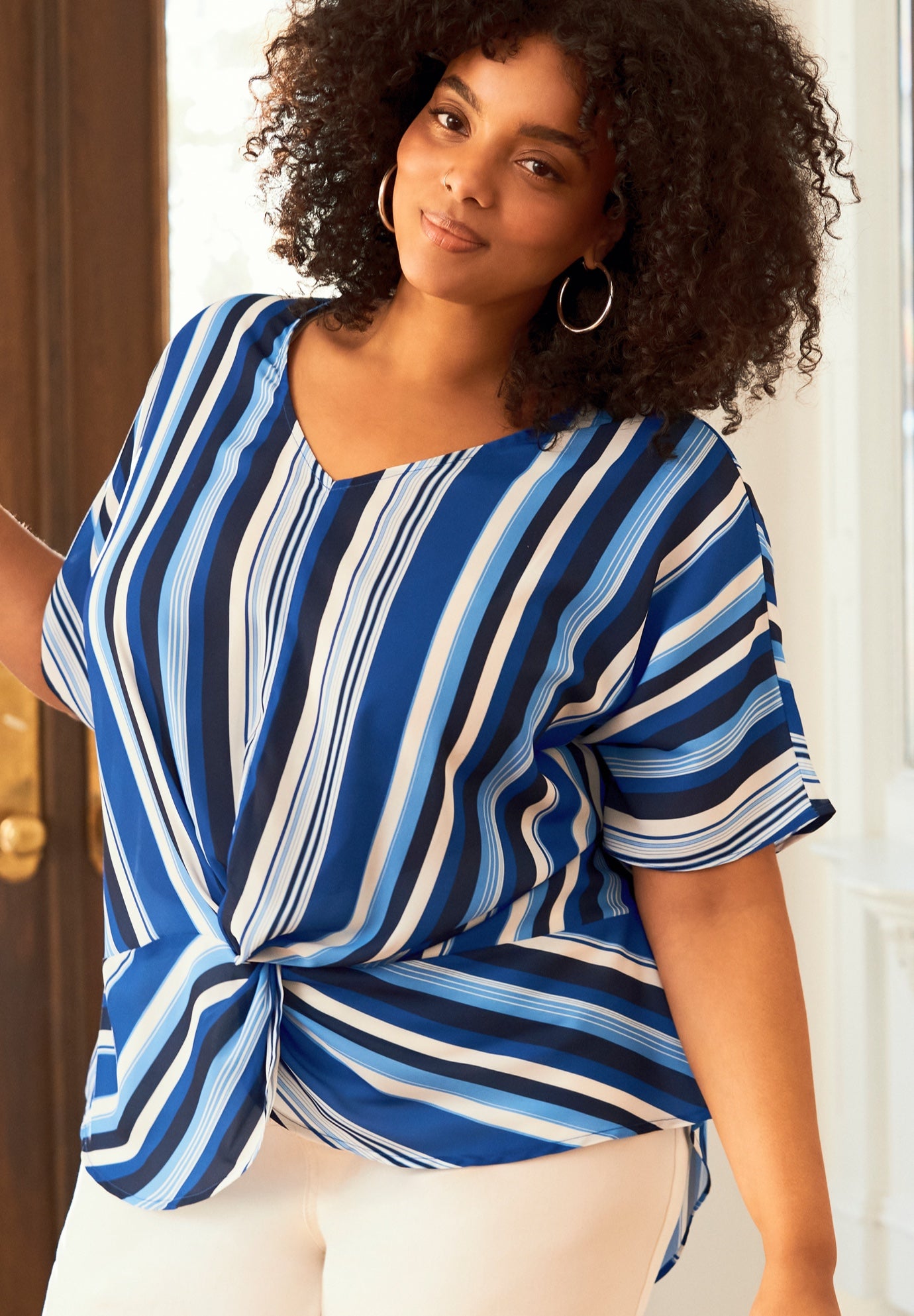 Knot Front Dolman Sleeve Blouse image number 4