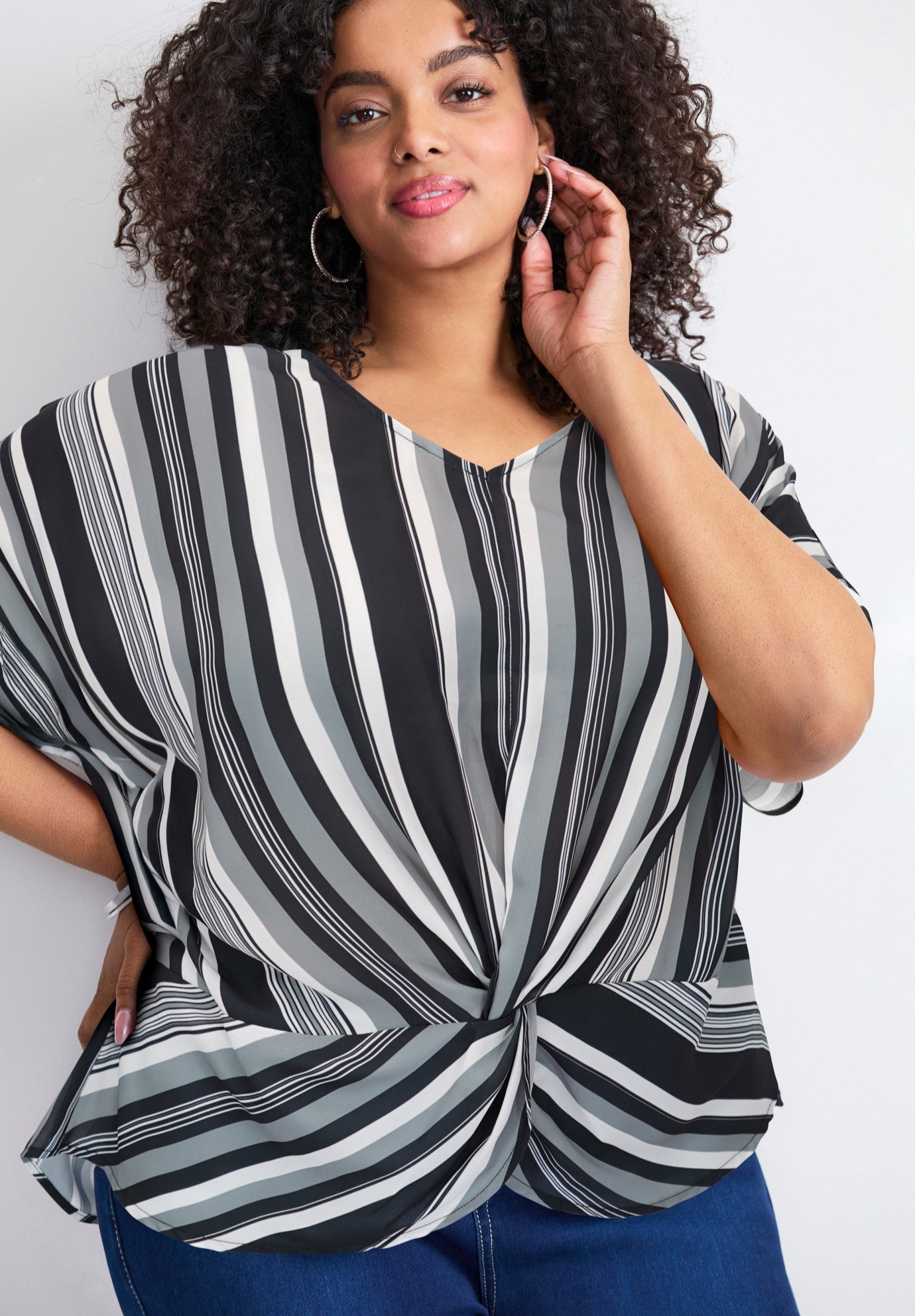 Knot Front Dolman Sleeve Blouse image number 3