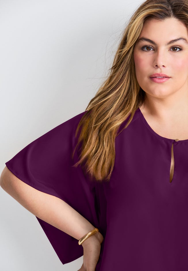 Flutter Sleeve Keyhole Blouse image number 3