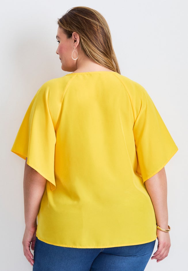 Flutter Sleeve Keyhole Blouse image number 1