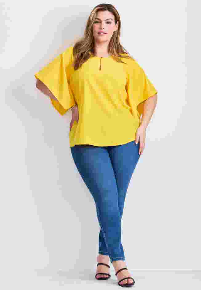 Flutter Sleeve Keyhole Blouse image number 4