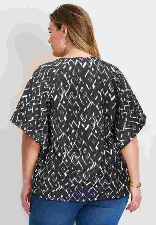 Flutter Sleeve Keyhole Blouse image number 1
