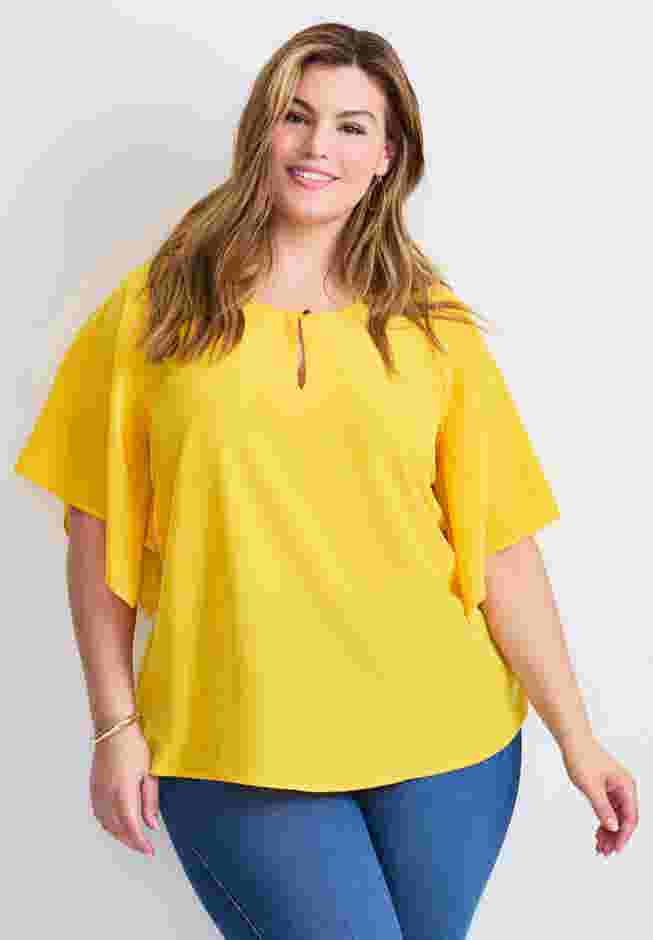Flutter Sleeve Keyhole Blouse image number 0