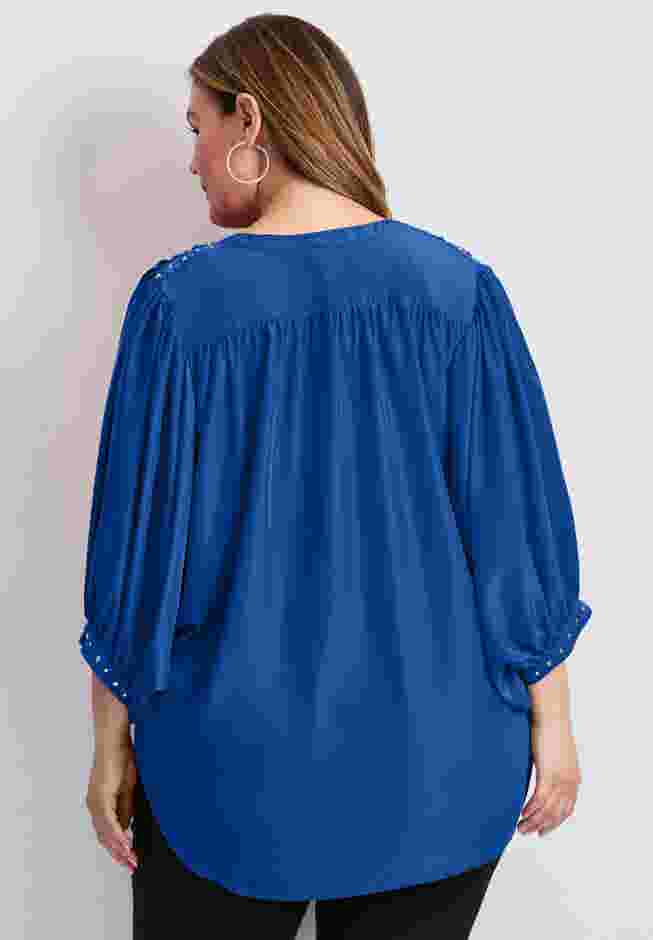 Studded Blouson Sleeve Blouse image number 1