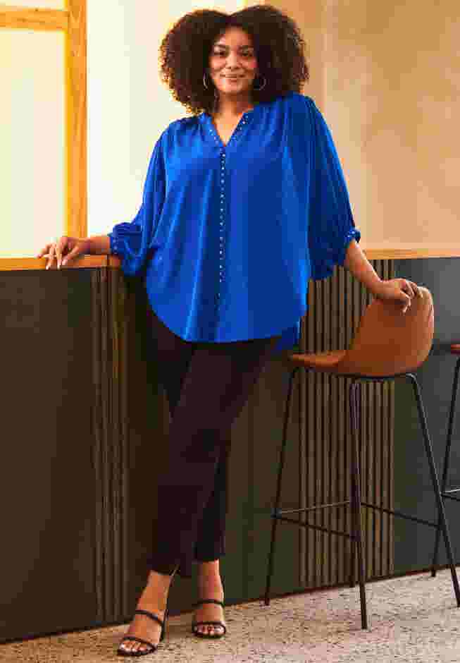 Studded Blouson Sleeve Blouse image number 4