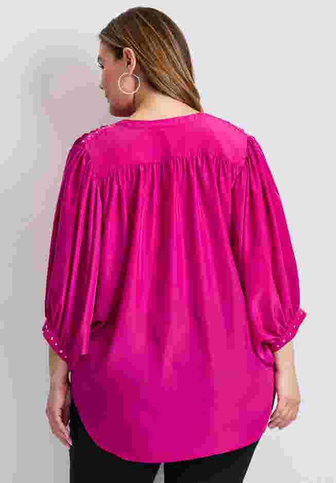 Studded Blouson Sleeve Blouse image number 1