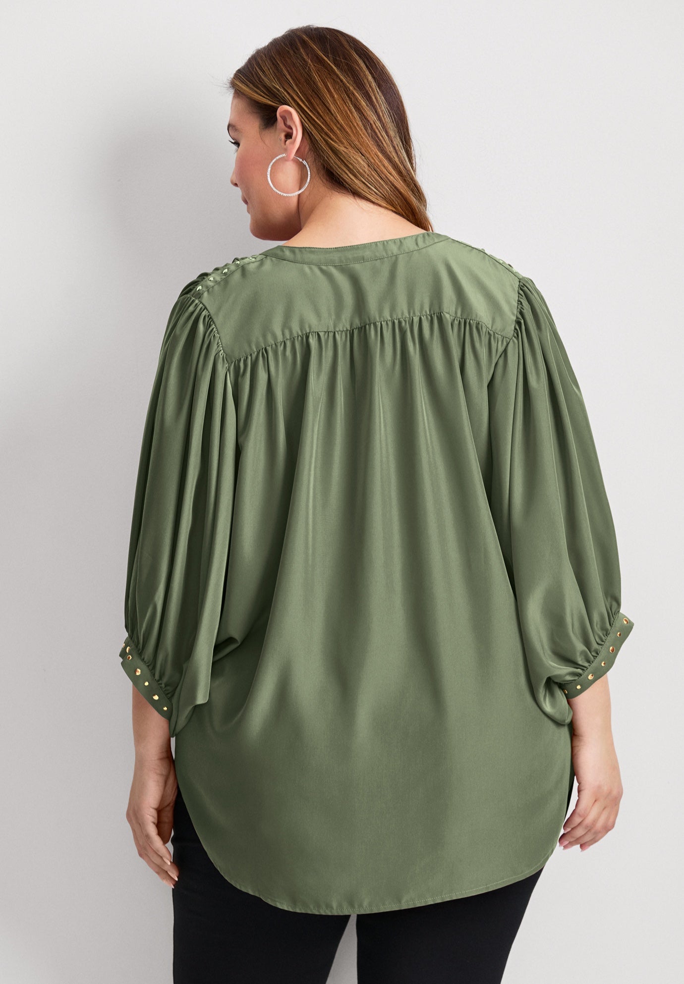 Studded Blouson Sleeve Blouse image number 1