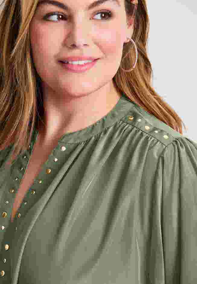 Studded Blouson Sleeve Blouse image number 3