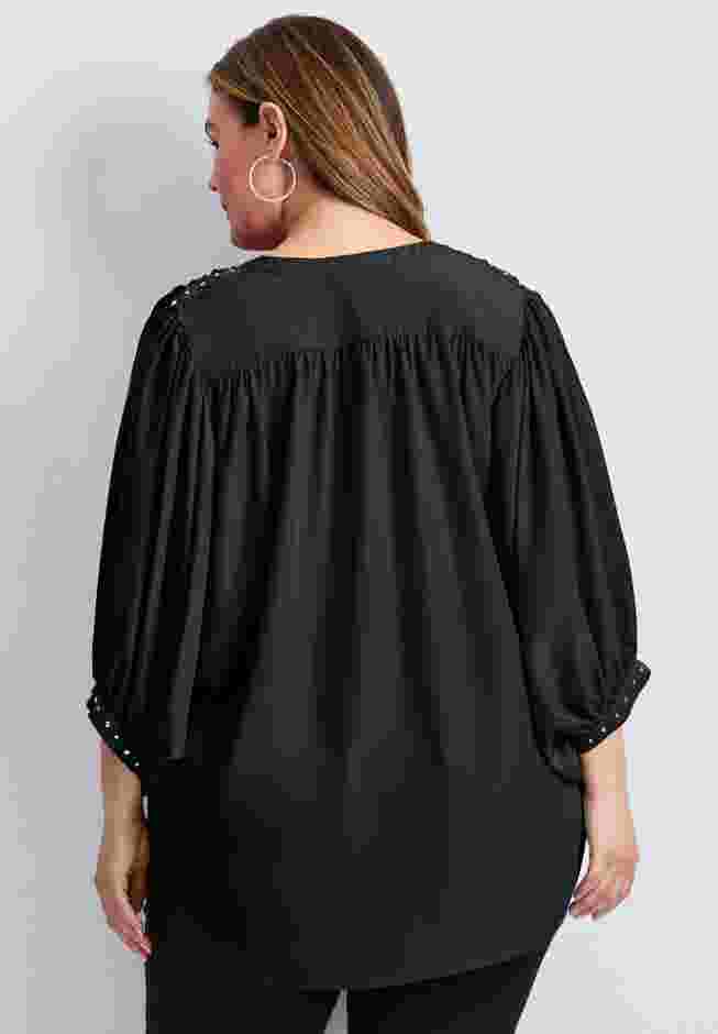 Studded Blouson Sleeve Blouse image number 1