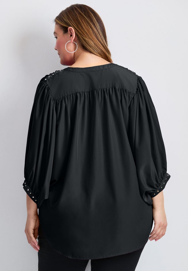 Studded Blouson Sleeve Blouse image number 1
