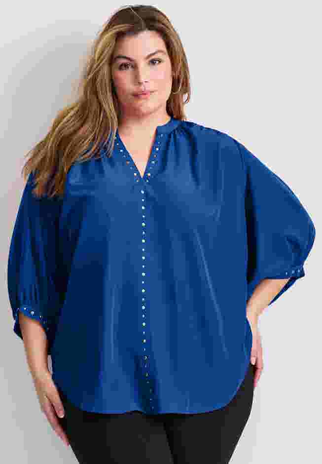 Studded Blouson Sleeve Blouse image number 0