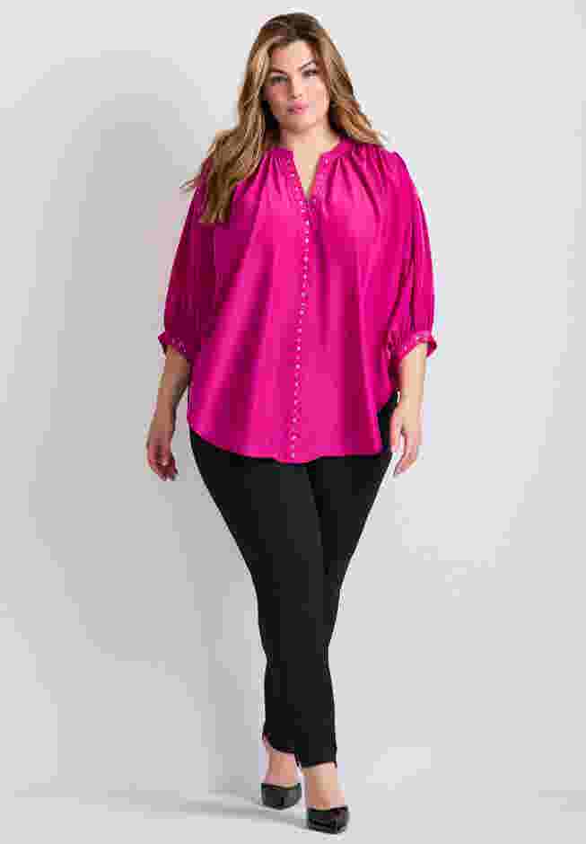 Studded Blouson Sleeve Blouse image number 0