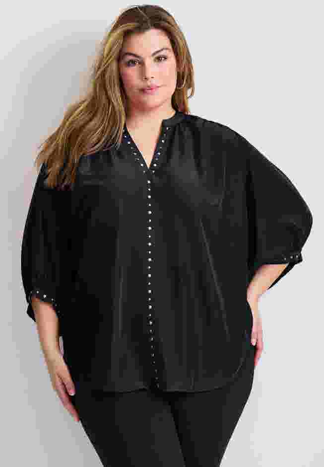 Studded Blouson Sleeve Blouse image number 0