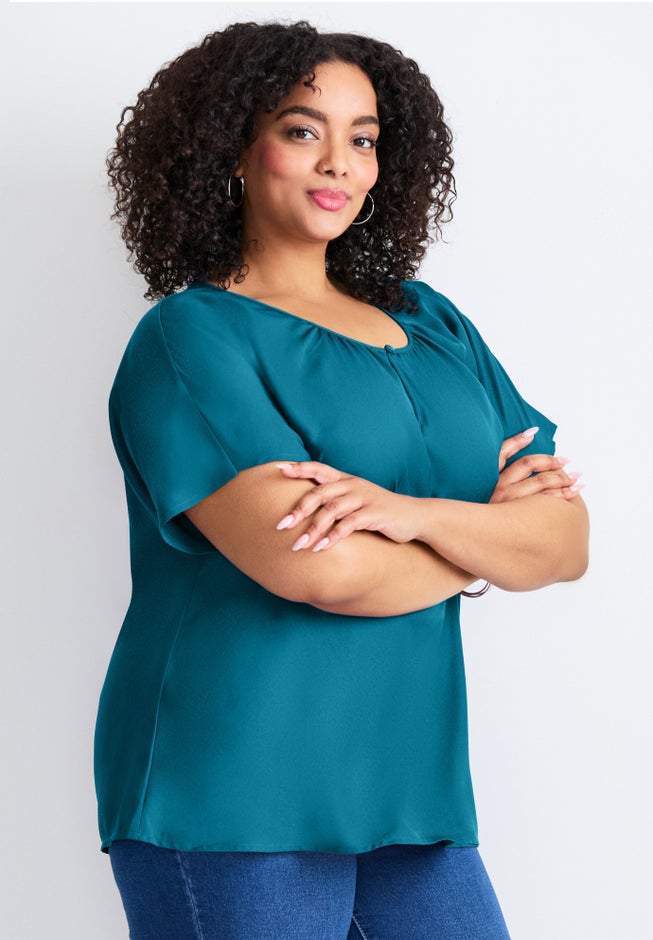 Keyhole Dolman Sleeve Blouse image number 2