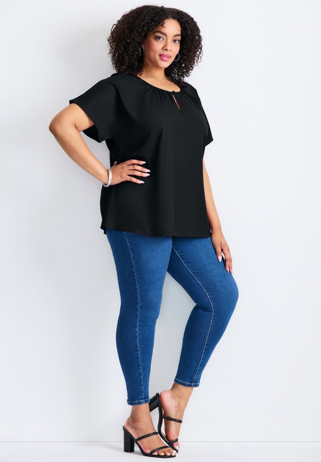 Keyhole Dolman Sleeve Blouse image number 2