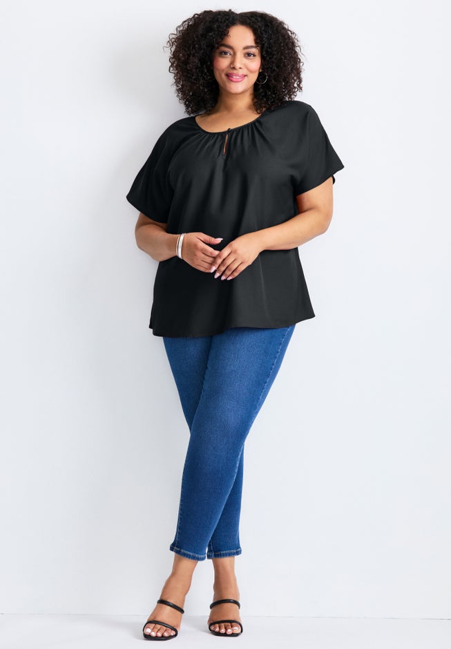 Keyhole Dolman Sleeve Blouse image number 4